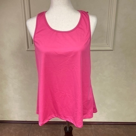 Simply Southern Women's Hot Pink Tank Top Scalloped Cut Out Back - Picture 1 of 5